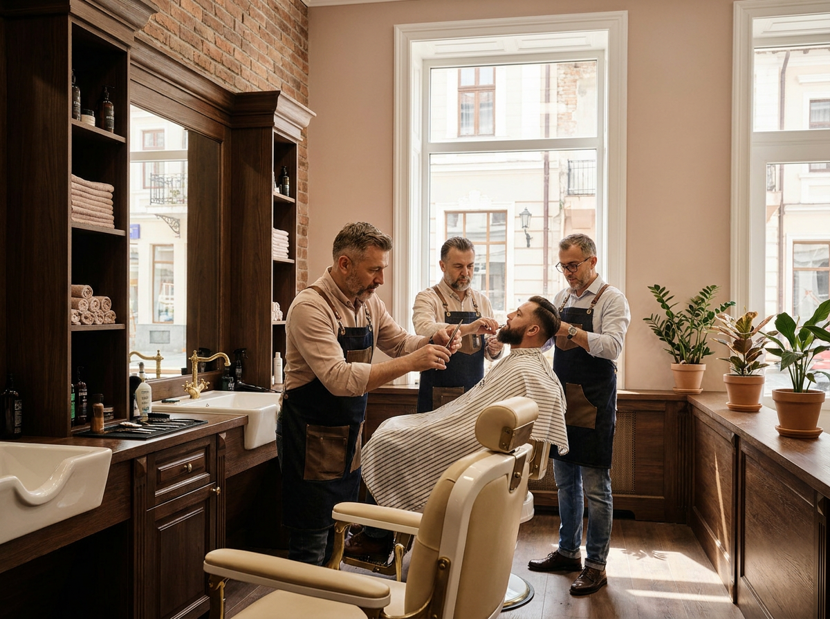 Salonul Main Stage – spațiu luminos cu oglindă și produse cosmetice